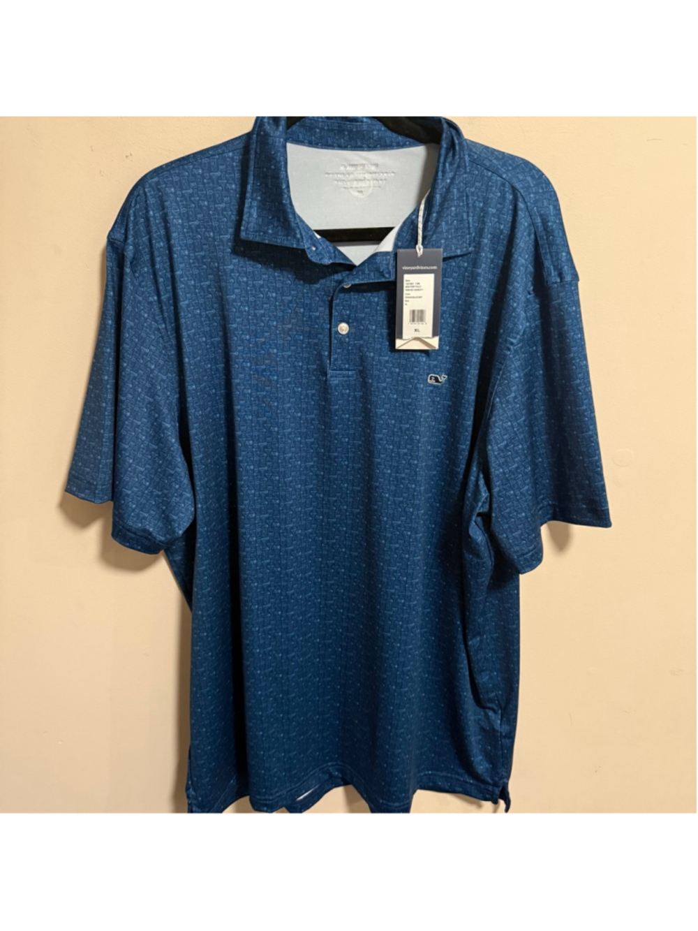 NWT Vineyard Vines Printed Sankaty Performance Polo in Drink Blue Bay- Size XL